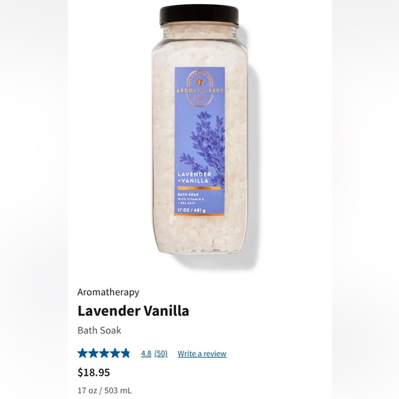 Aromatherapy “Lavender + Vanilla” Bath Soak by BBW, 17 oz / 481 mL, NWT GiftWrap - Picture 6 of 6
